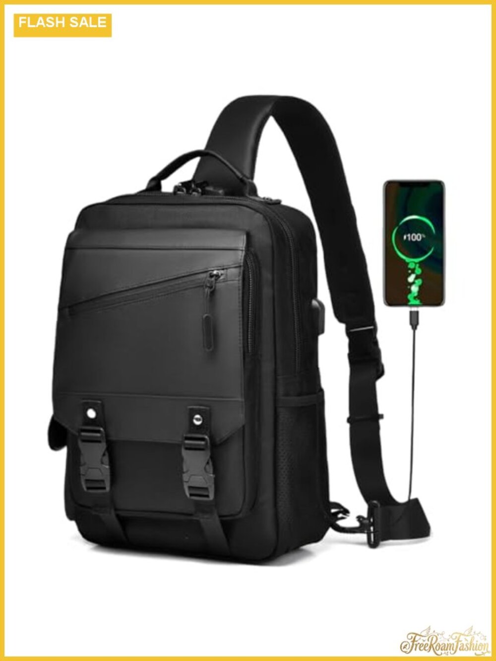 Anti-Theft Crossbody Sling Bag 13L Multi-Pocket Travel Security Daypack